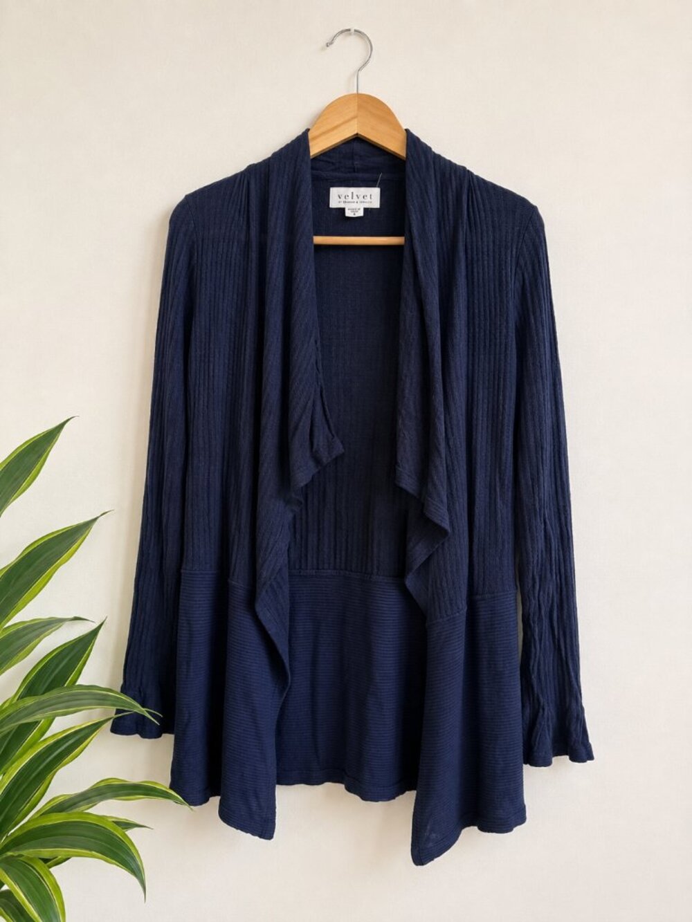 Velvet by Graham & Spencer Navy Open Front Cardigan NWT Size S